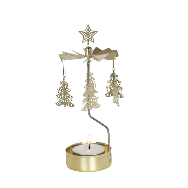 Gold Christmas Tree Rotary Candleholder