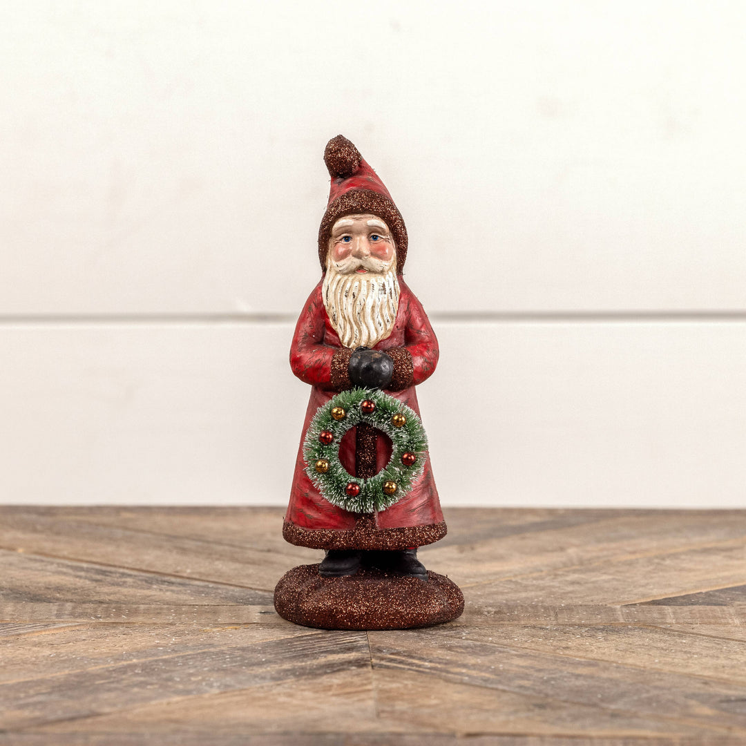 Santa with Wreath Figurine