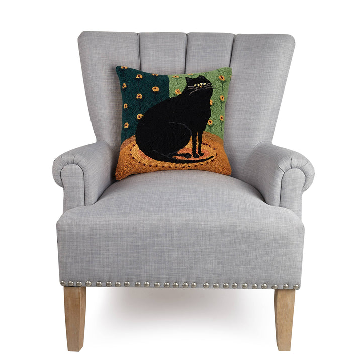 Black Cat In A Corner Hook Pillow