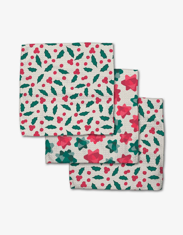 Christmas Bows Geometry Dishcloth Set