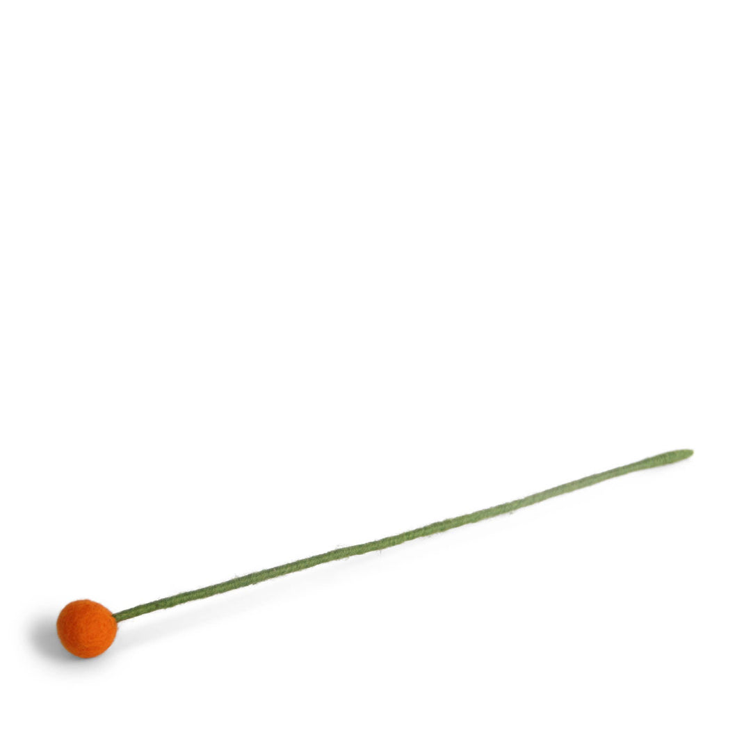 Orange Wool Pom Flower Small
