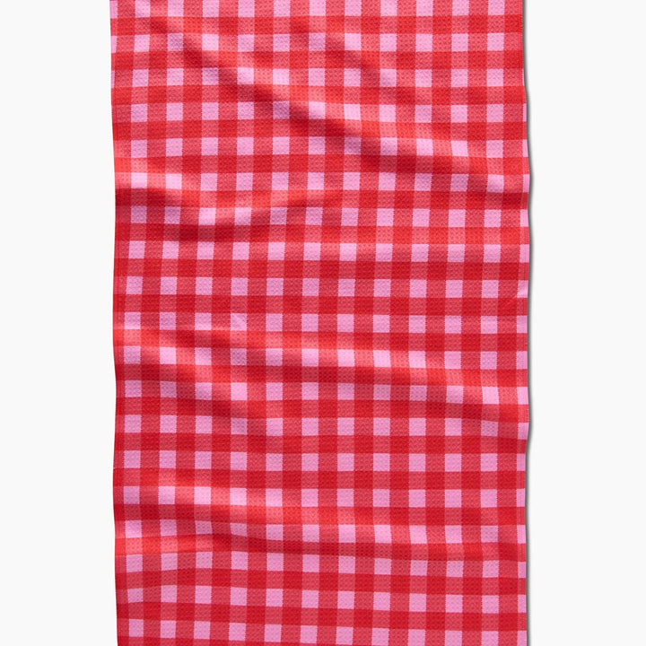 Cherry Gingham Geometry Tea Towel