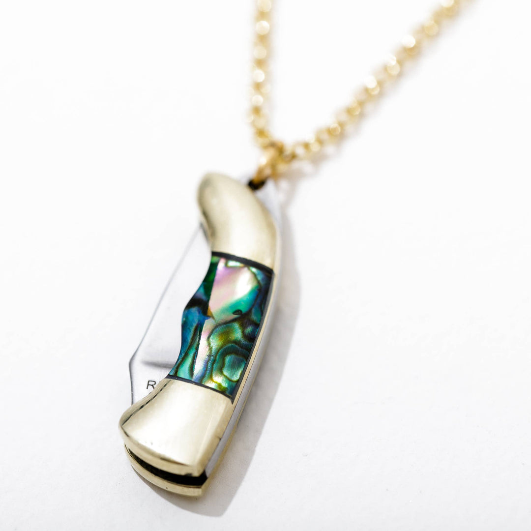 Judith Gold Abalone Safety Necklace - Merry Piglets