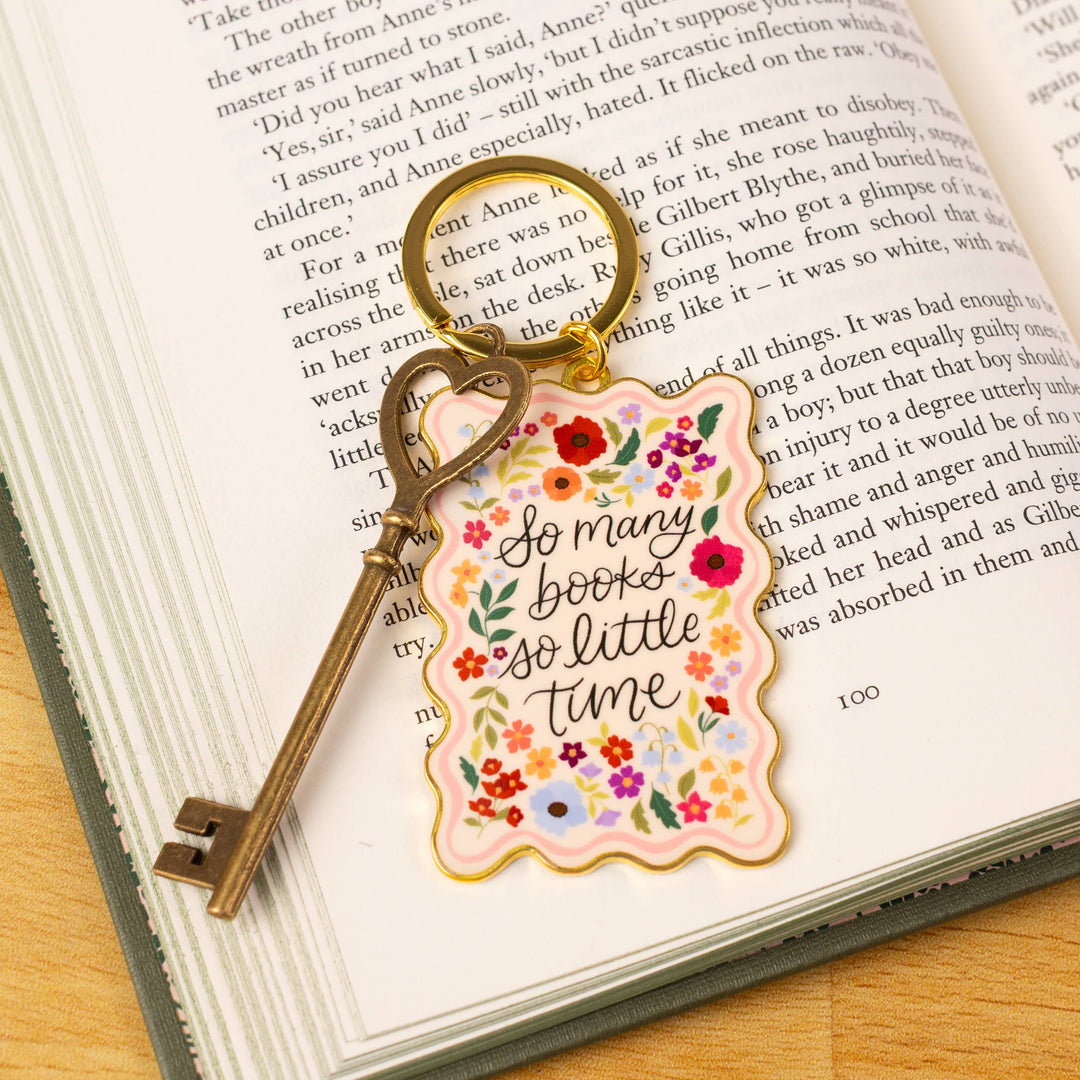 So Many Books Metal Keychain