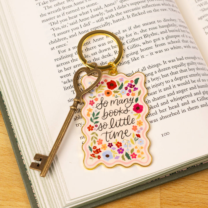 So Many Books Metal Keychain