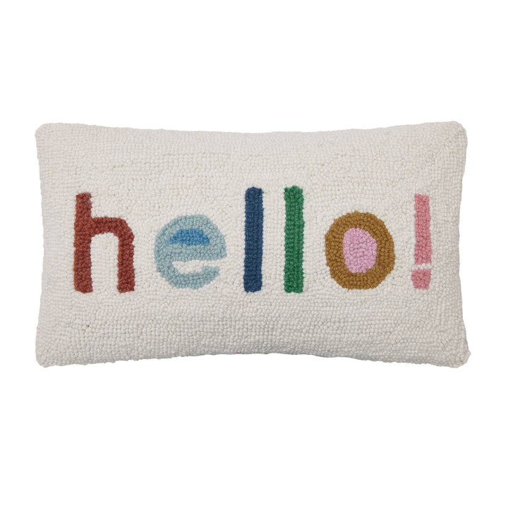 Hello Wool Hooked Pillow