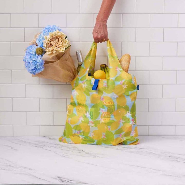 Lemon Blossoms Reusable Shopper Tote Bag