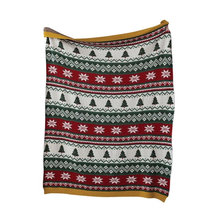 Fair Isle Cotton Knit Throw - Merry PigletsCreative Co-Op
