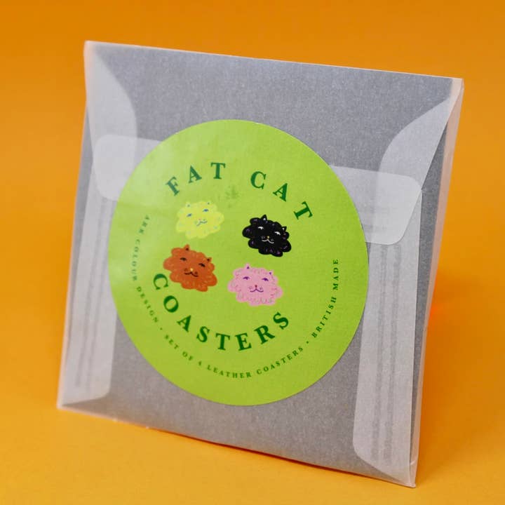 Fat Cat Coasters - Set of 4 - Merry PigletsArk Colour Design