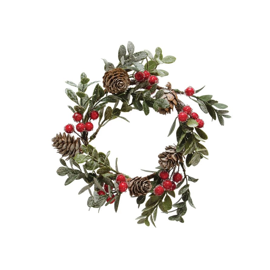 Faux Boxwood Wreath w/ Berries - Merry PigletsCreative Co - Op