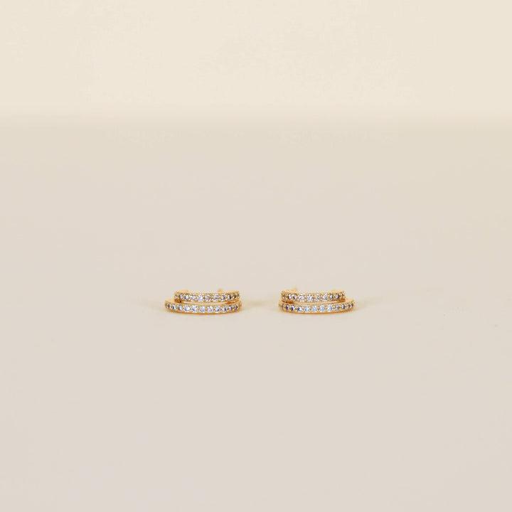 Double Champagne Gold Hoop Earrings