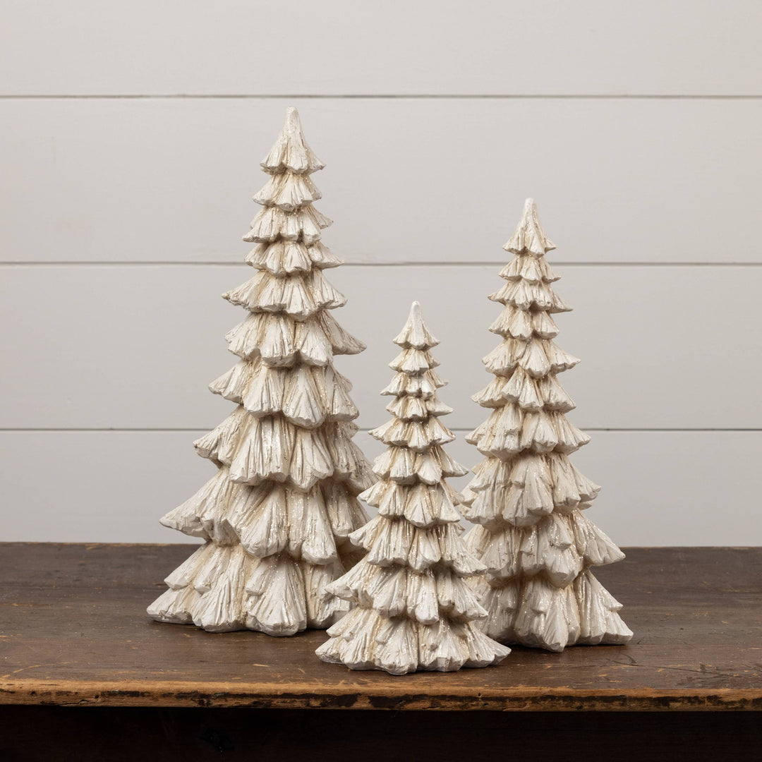Glittered Cream Tree - 18"