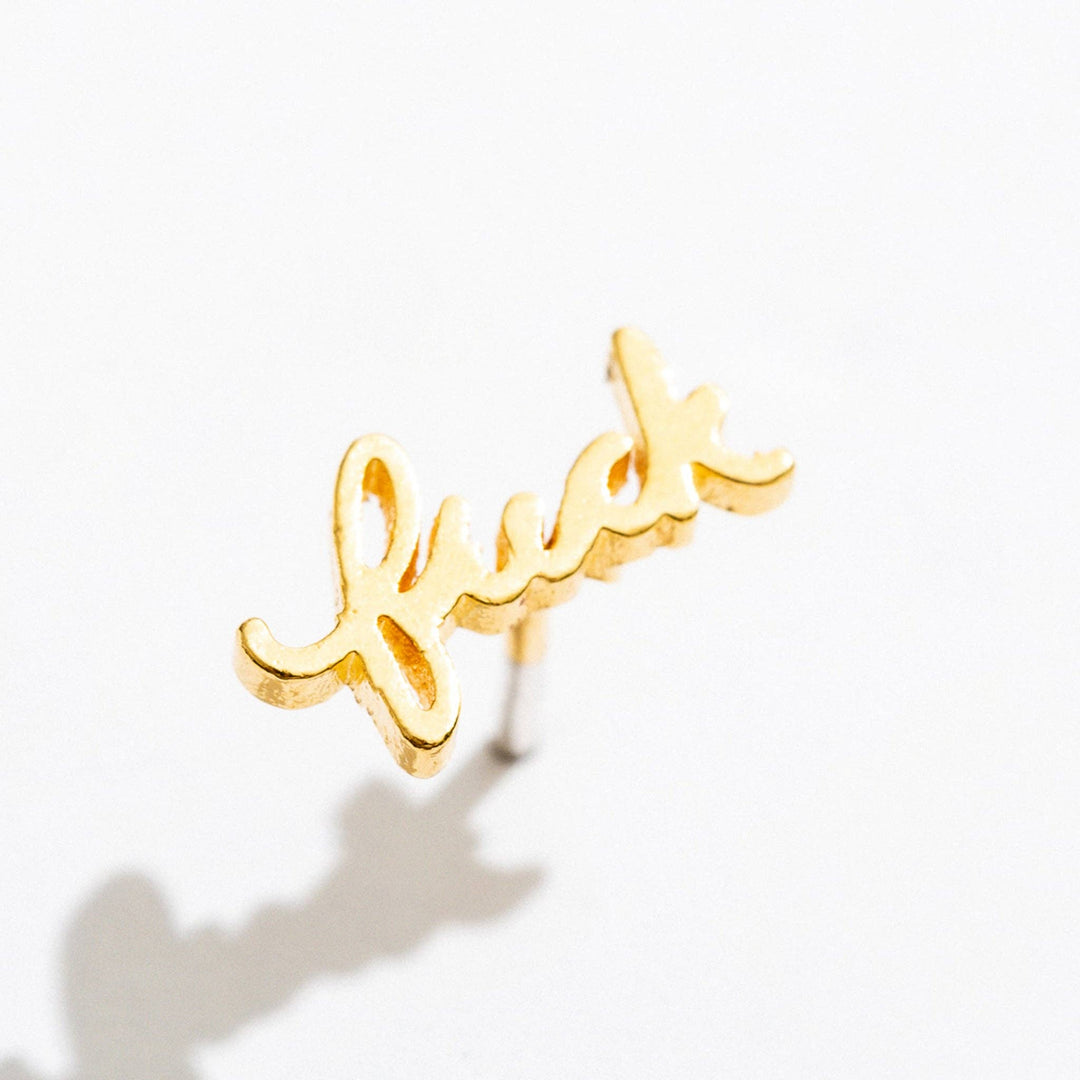 F*ck Script Gold Stud Earrings - Merry PigletsLarissa Loden