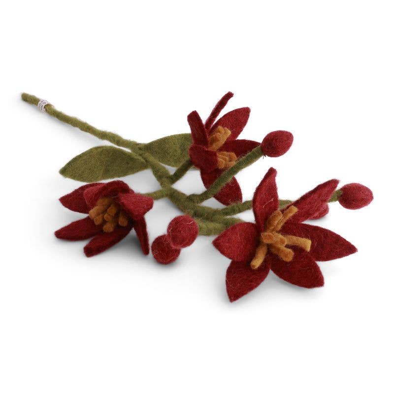 Dark Red Wool Nova Flower