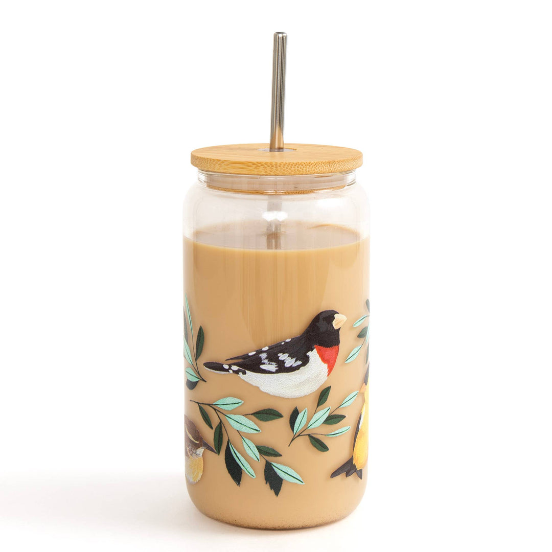 Feathered Friends Birds Glass Can - Merry Piglets1canoe2 | One Canoe Two Paper Co.