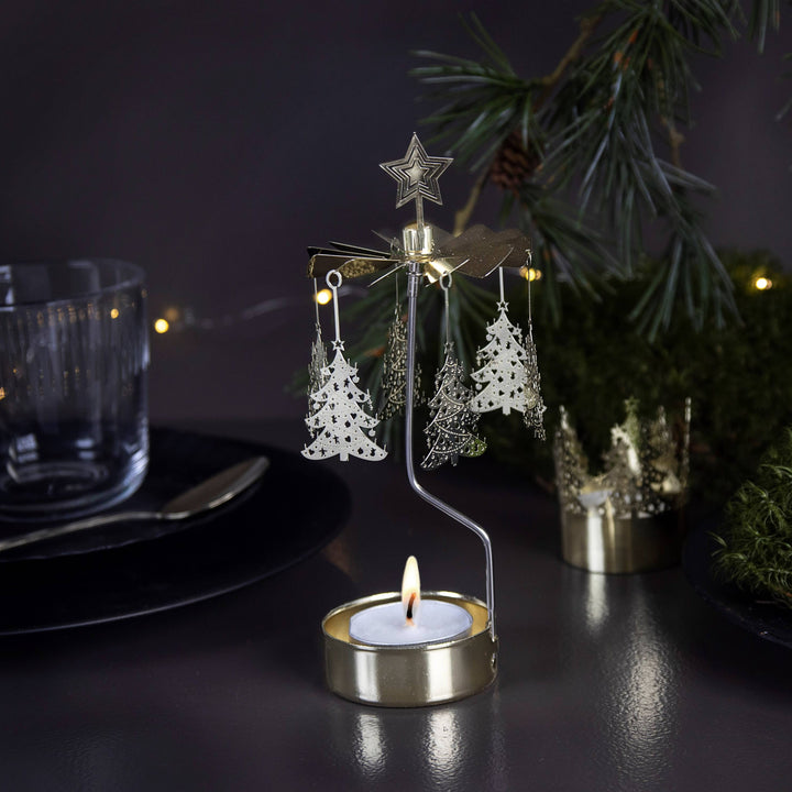 Gold Christmas Tree Rotary Candleholder