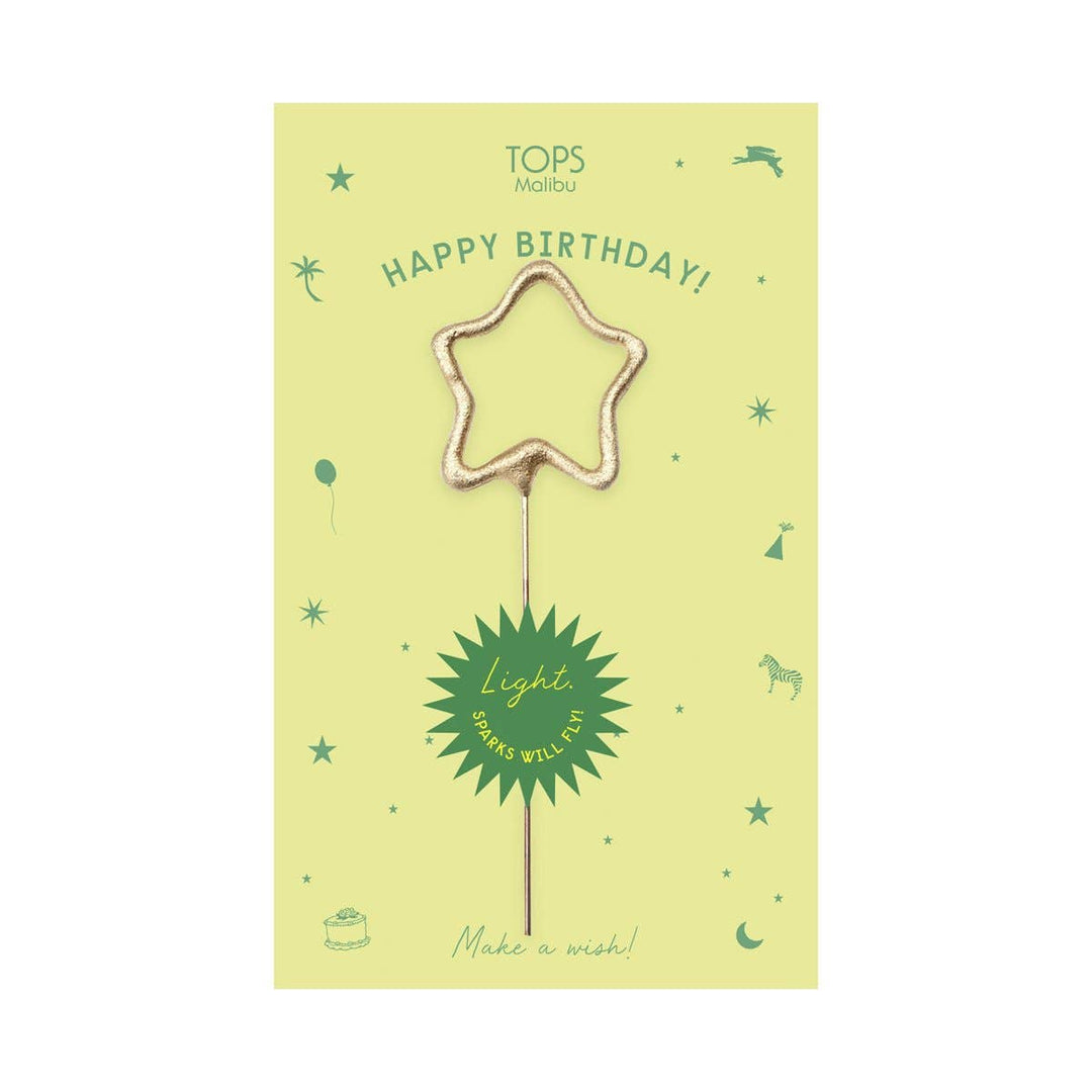 Gold Star Sparkler Happy Birthday Greeting Card