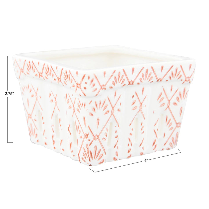 Floral Berry Basket - Merry PigletsCreative Co - Op