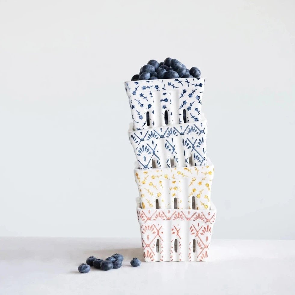 Floral Berry Basket - Merry PigletsCreative Co - Op