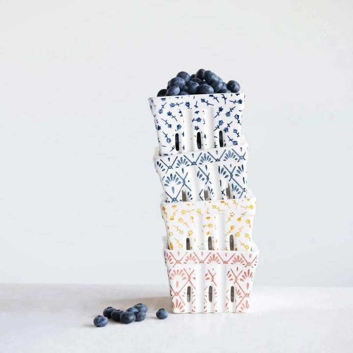 Floral Berry Basket - Merry PigletsCreative Co - Op