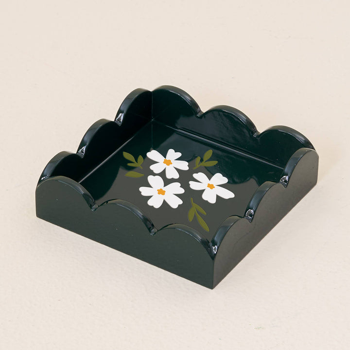 Floral Dark Green Scallop Trinket Tray - Merry PigletsThe Darling Effect