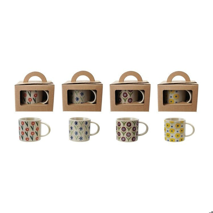 Floral Fun Stoneware Mug - Merry PigletsCreative Co - Op