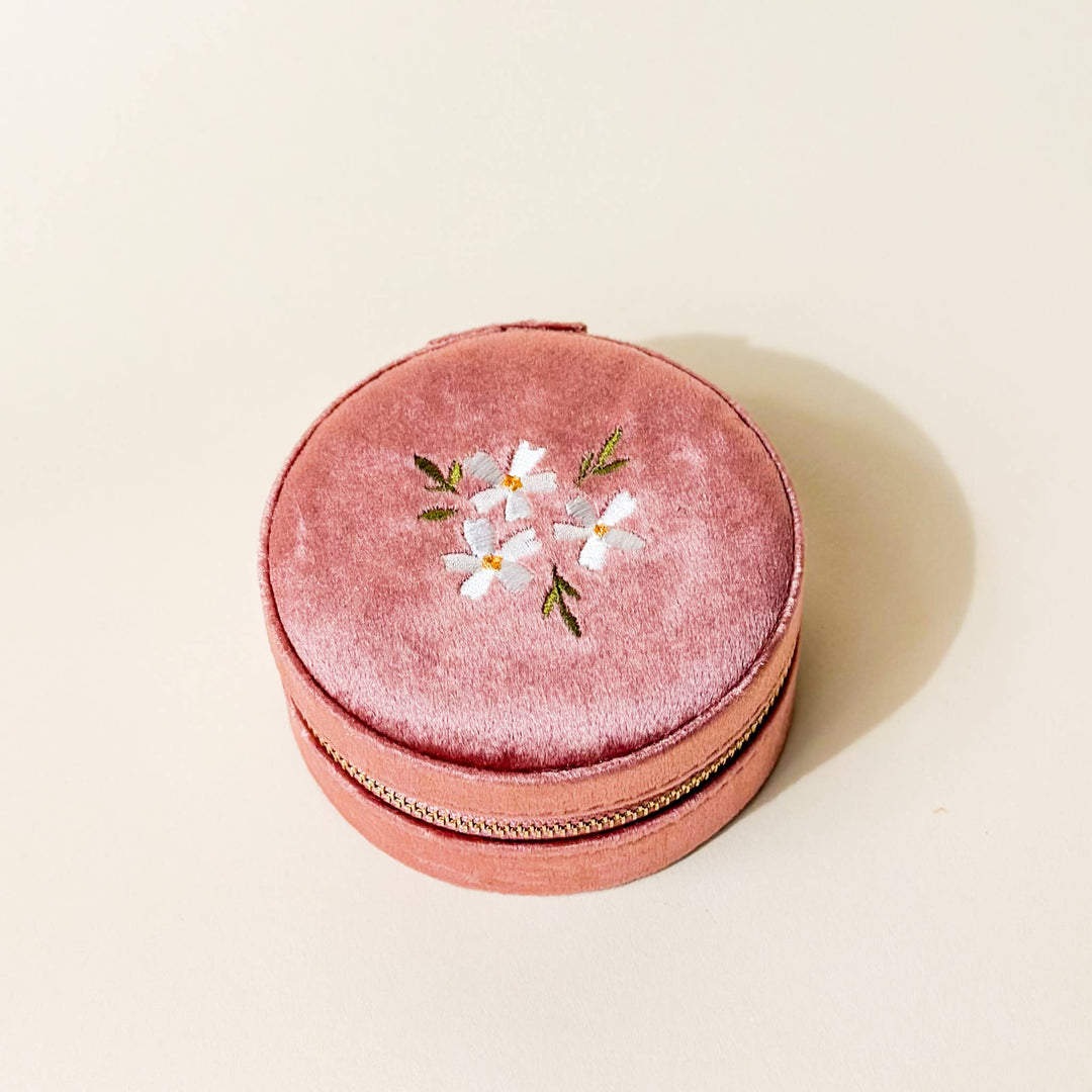 Floral Rose Round Velvet Jewelry Case - Merry PigletsThe Darling Effect