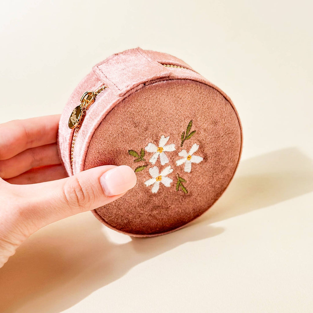 Floral Rose Round Velvet Jewelry Case - Merry PigletsThe Darling Effect
