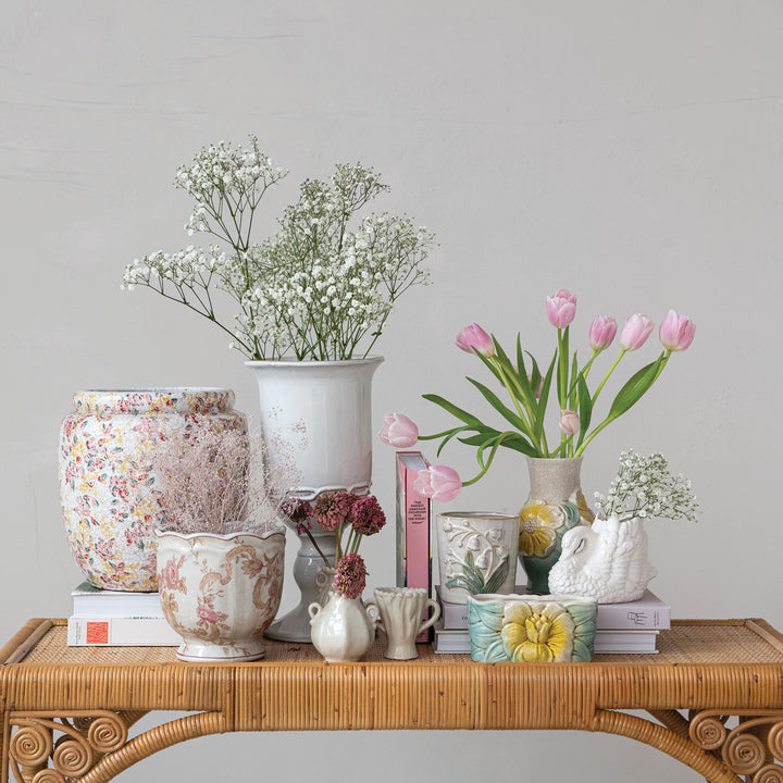 Floral Vintage-Inspired Planter Dish