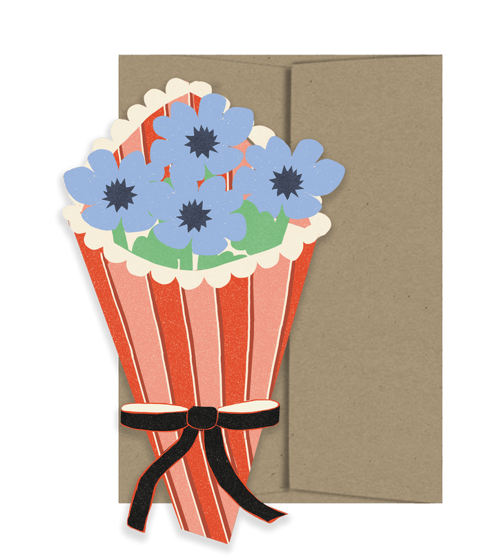 Flower Bouquet Greeting Card - Merry PigletsIsatopia