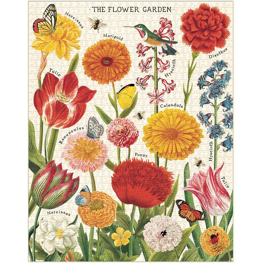 Flower Garden 1000 Piece Puzzle - Merry PigletsCavallini Papers & Co.