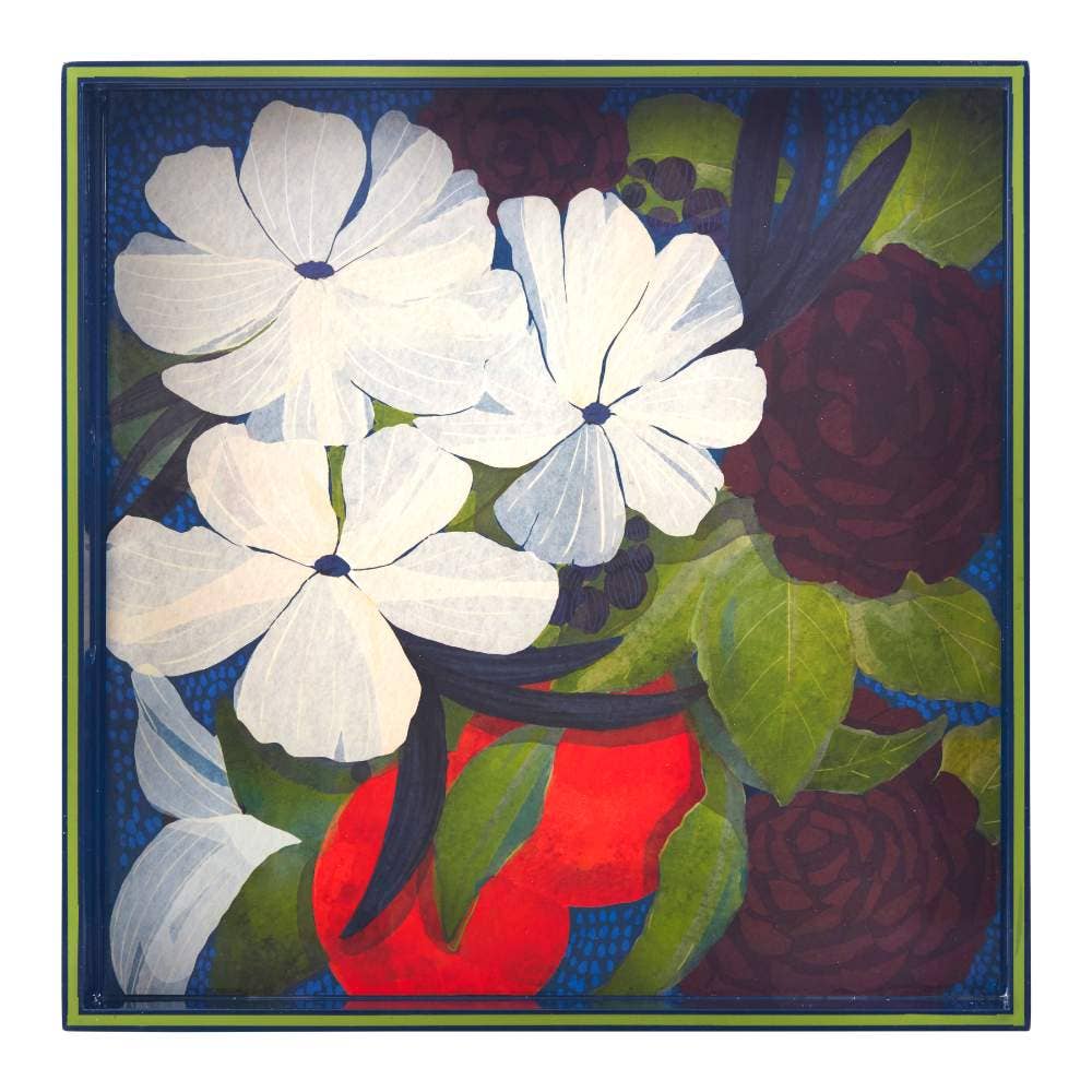 Flower Pine Square Serving Tray - Merry Pigletsrockflowerpaper