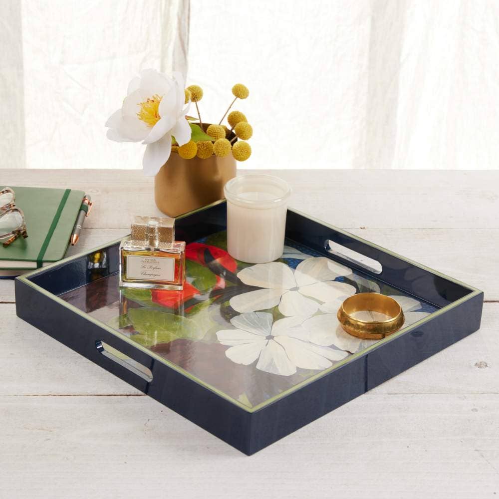 Flower Pine Square Serving Tray - Merry Pigletsrockflowerpaper
