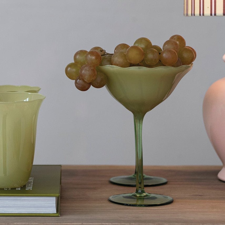 Flower Stemmed Coupe Glass - Merry PigletsCreative Co-Op