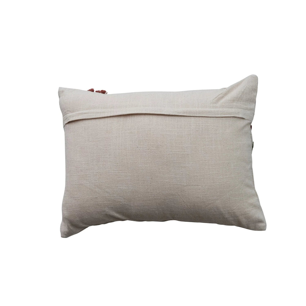 Flowers Embroidered Pillow - Merry PigletsCreative Co-Op