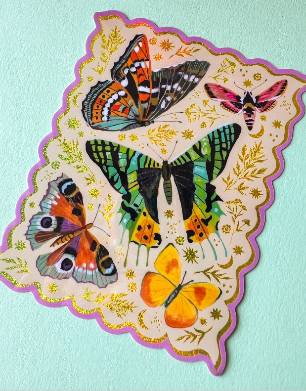 Fly Away Glitter Sticker - Merry PigletsKatie Daisy