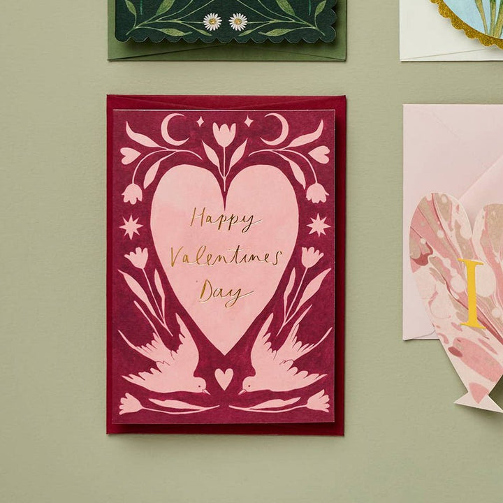 Folk Heart Valentine's Day Greeting Card - Merry PigletsWanderlust Paper Co