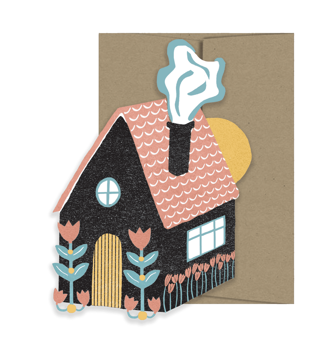Folk Home Greeting Card - Merry PigletsIsatopia