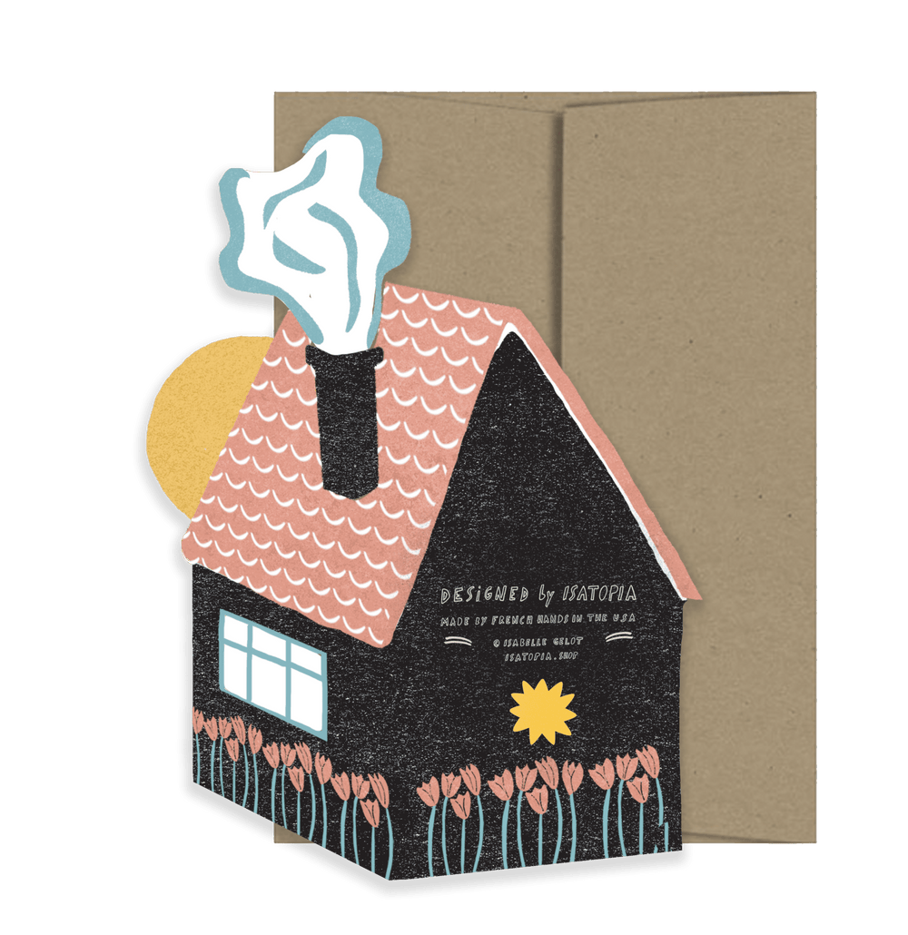 Folk Home Greeting Card - Merry PigletsIsatopia