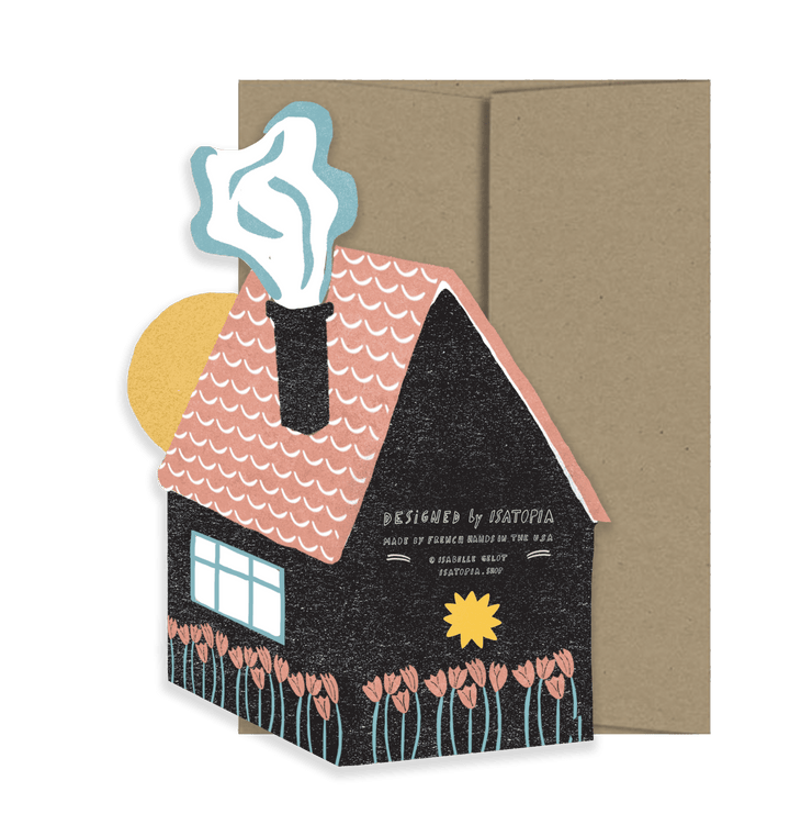 Folk Home Greeting Card - Merry PigletsIsatopia