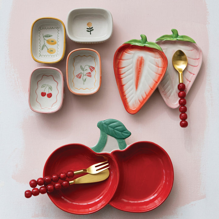 Stripes + Flower Footed Dish
