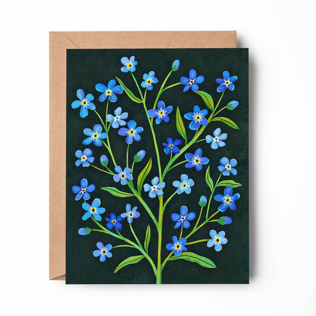 Forget Me Not Greeting Card - Merry PigletsEmmylou Illustrations