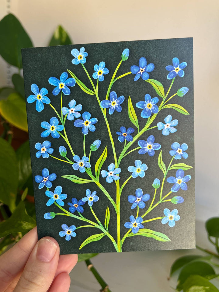 Forget Me Not Greeting Card - Merry PigletsEmmylou Illustrations