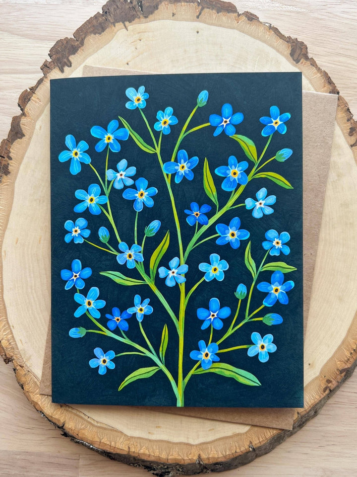 Forget Me Not Greeting Card - Merry PigletsEmmylou Illustrations