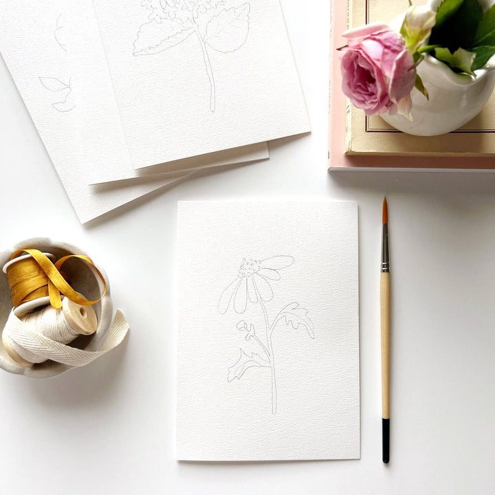 Garden Flowers Paintable Notecards - Merry Pigletsemily lex studio