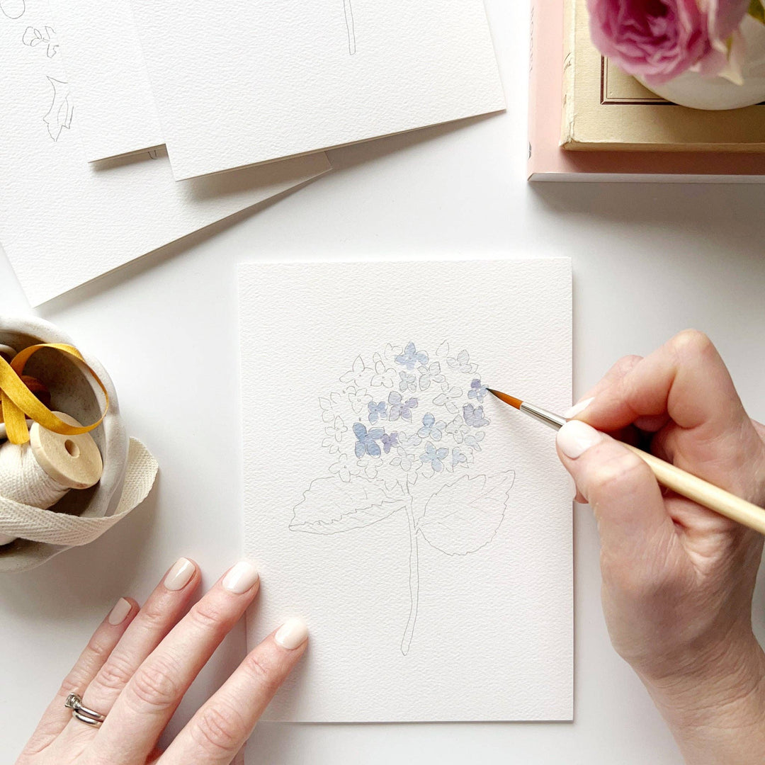 Garden Flowers Paintable Notecards - Merry Pigletsemily lex studio