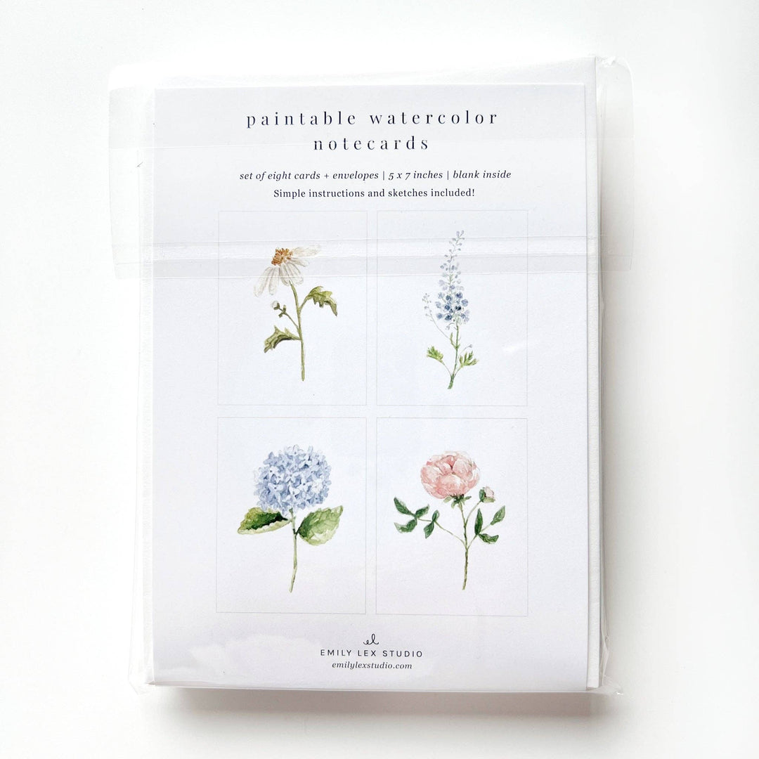 Garden Flowers Paintable Notecards - Merry Pigletsemily lex studio