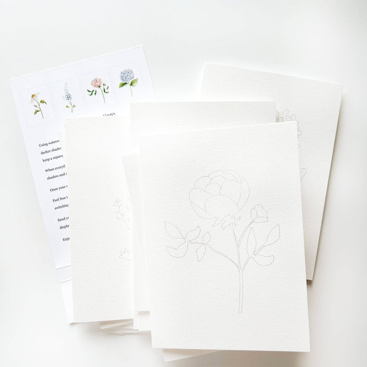 Garden Flowers Paintable Notecards - Merry Pigletsemily lex studio
