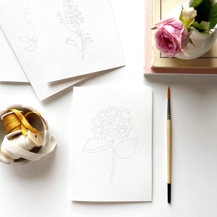 Garden Flowers Paintable Notecards - Merry Pigletsemily lex studio
