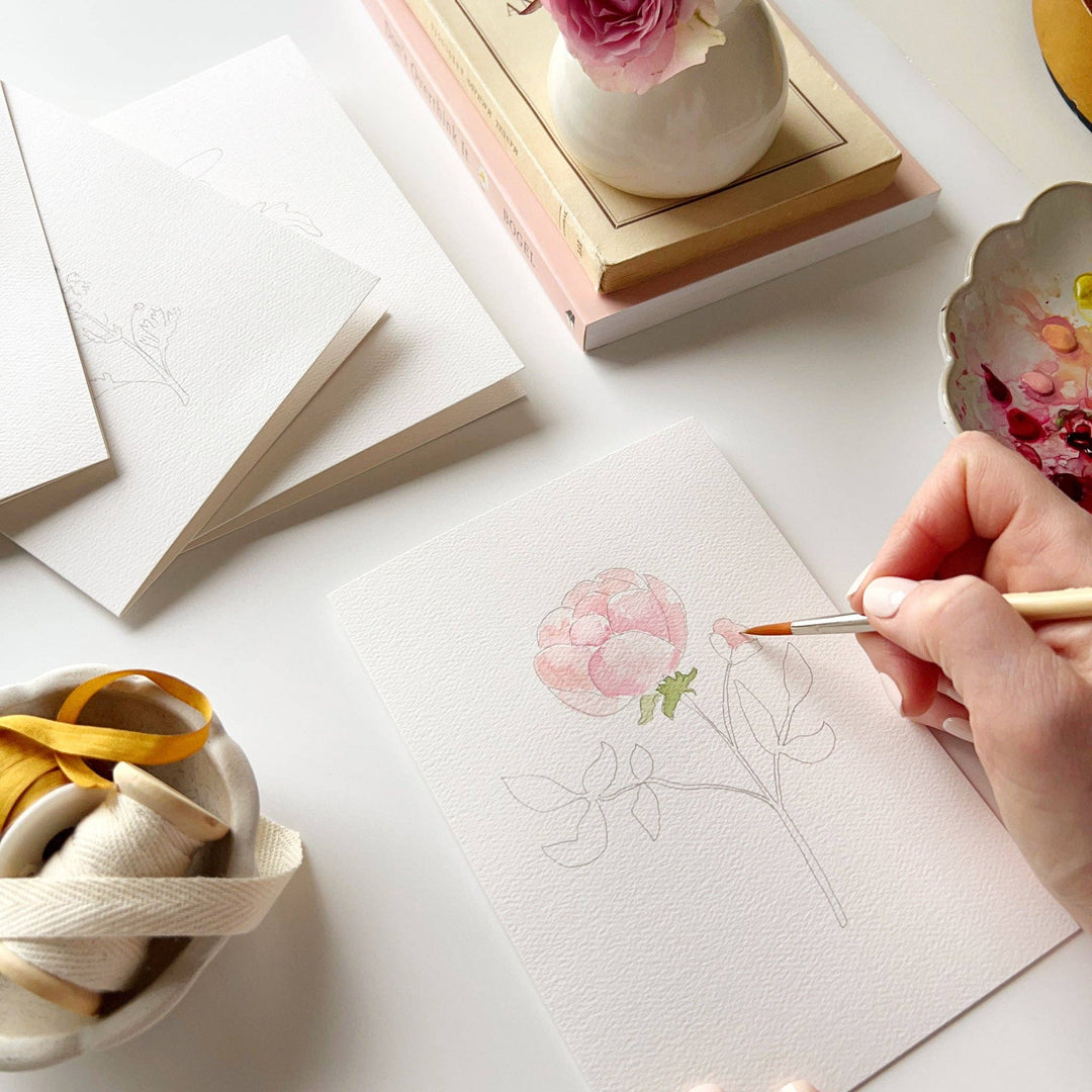 Garden Flowers Paintable Notecards - Merry Pigletsemily lex studio